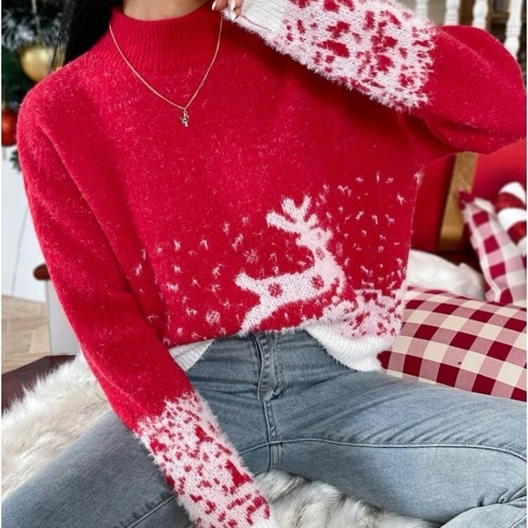 New Holiday pattern mock neck sweater - Picture 6 of 6